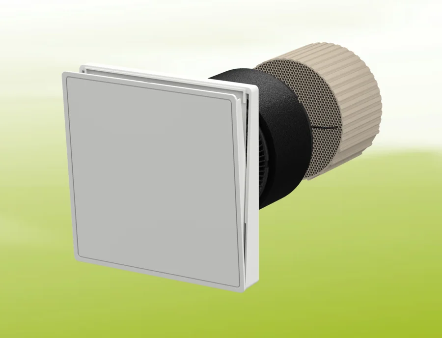 Vitovent 100-D Typ H40E B55 (L) Viessmann w zestawie z kratką zewnętrzną białą, rura 500 mm